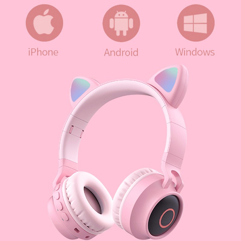 Tai Nghe Mèo Bluetooth Cao Cấp, Headphone Tai Mèo Đáng Yêu, Có Mic, Chống Ồn - Bảo Hành 12 Tháng.