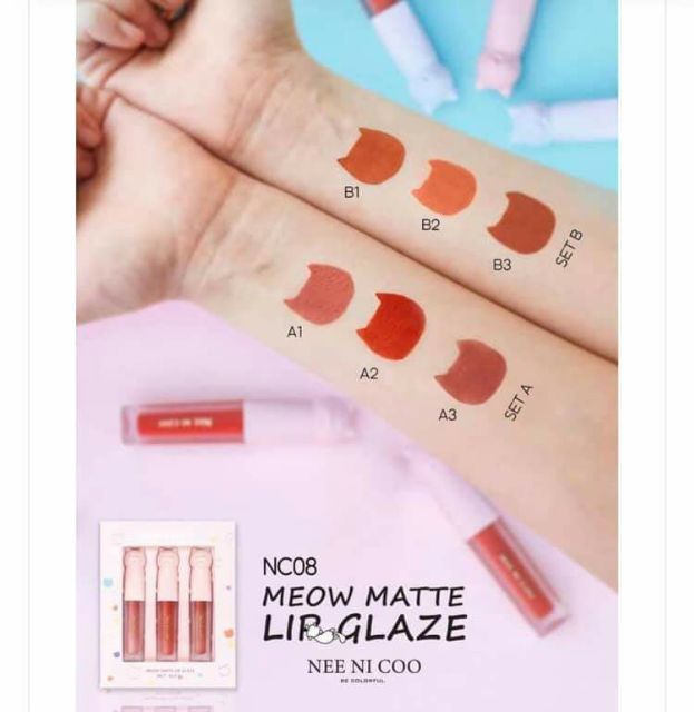 Son lì Nee Ni Coo Meow Matte Lip Glaze Thái Lan