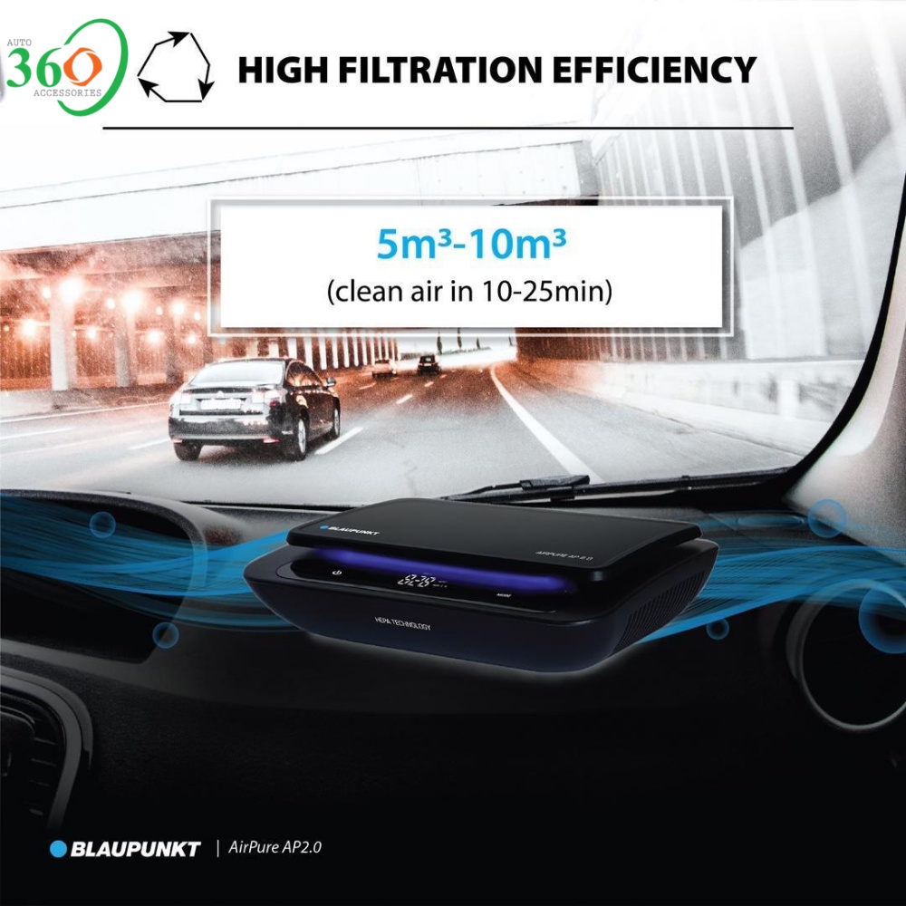 Máy lọc không khí ô tô, máy khử mùi ô tô Blaupunkt AP 2.0 PM 2.5 lọc bụi min, bộ lọc Hepa 3 lớp lọc