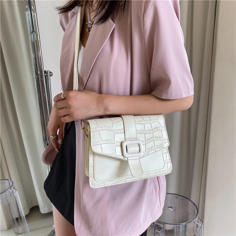 Túi Đeo Vai Dáng Vuông Vân Da Cá Sấu Kiểu retro Thời Trang Cho Nữ