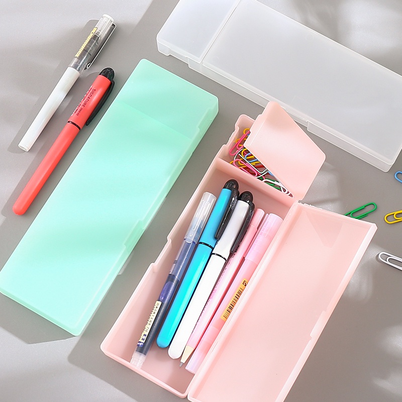 Hộp Đựng Bút Trong Suốt Bằng Nhựa Sức Chứa Lớn Cho Học Sinh