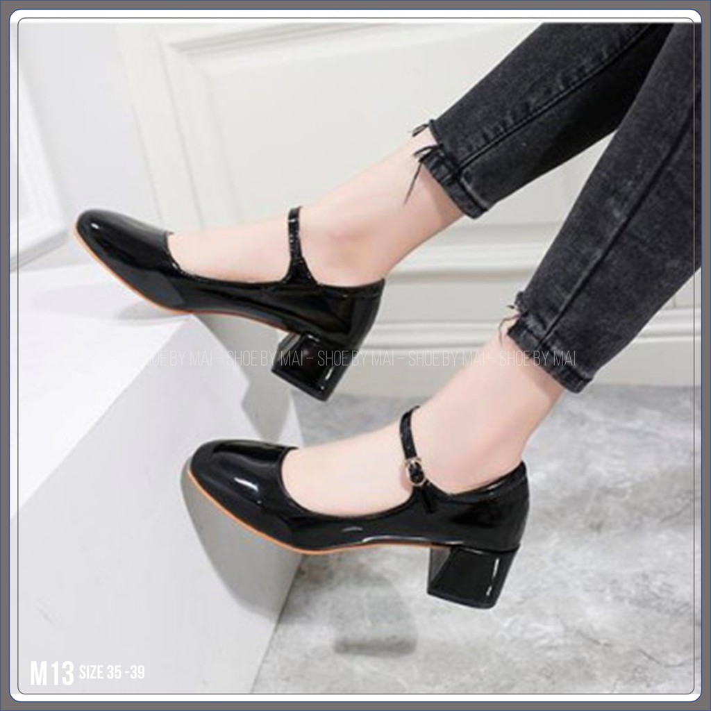 Giày quai hậu nữ, giày gót vuông M13 SHOEBYMAI