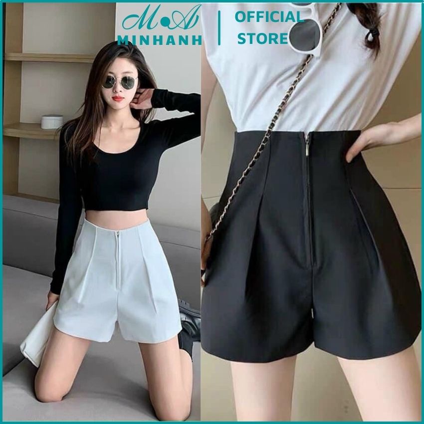 Quần short nữ Quần đùi nữ cạp cao chất tuyết mưa khóa đồng kiểu mới QD5