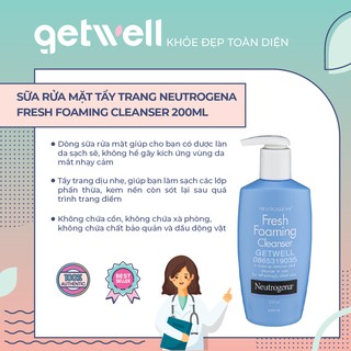 SỮA RỬA MẶT TẨY TRANG 2 IN 1 NEUTROGENA FRESH FOAMING CLEANSER 200ML