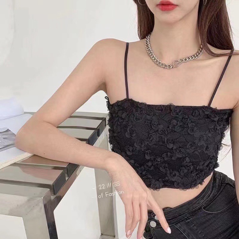 Áo Bra Nữ Ren Hoa Hồng Thêu Nổi 2 Dây Có Thun Bo Lưng Chun Giãn hot trend 586 coco land - chất cực đẹp- sang chảnh