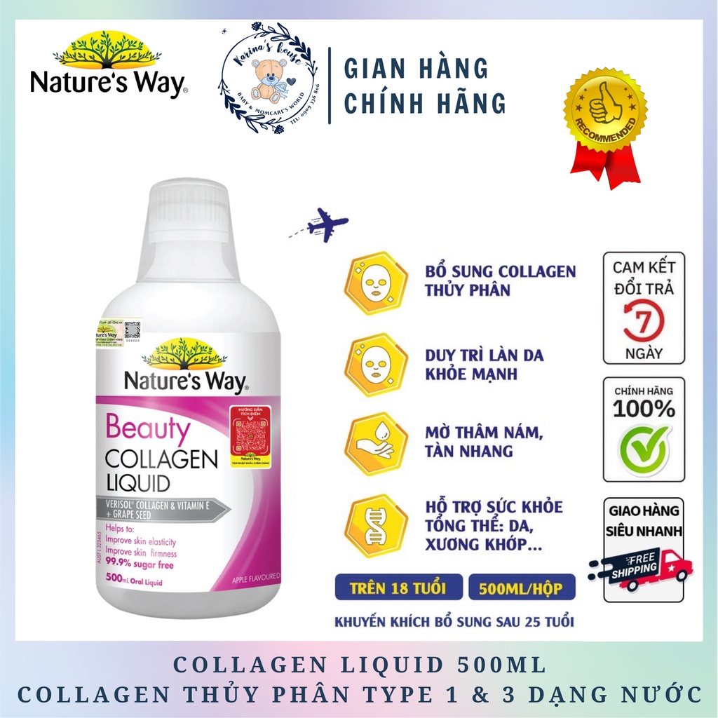 Beauty Collagen Liquid Nature's Way bổ sung collagen phân thủy 500ml