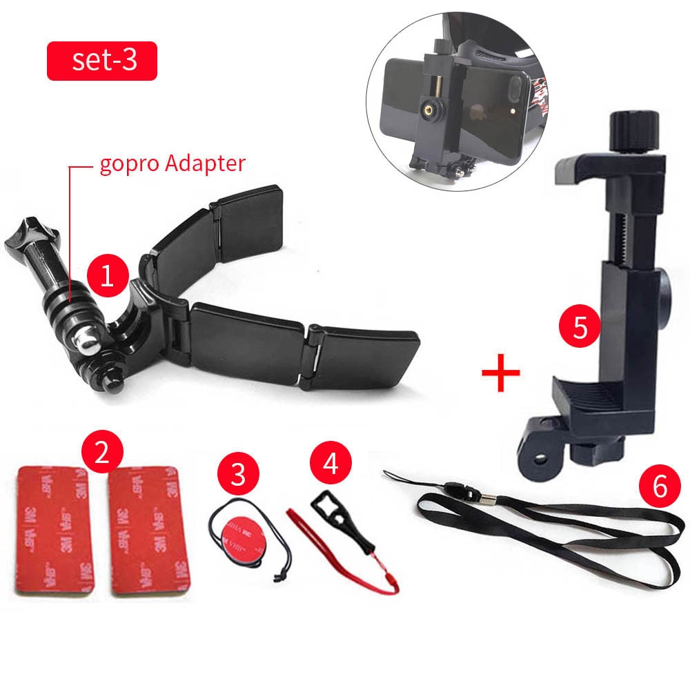 TUYU Mũ bảo hiểm full-face Giá đỡ cằm cho GoPro Hero 9 8 7 5 Yi 4K Dây đeo máy ảnh Insta360 có thể gập lại Phụ kiện gắn cằm phía trước