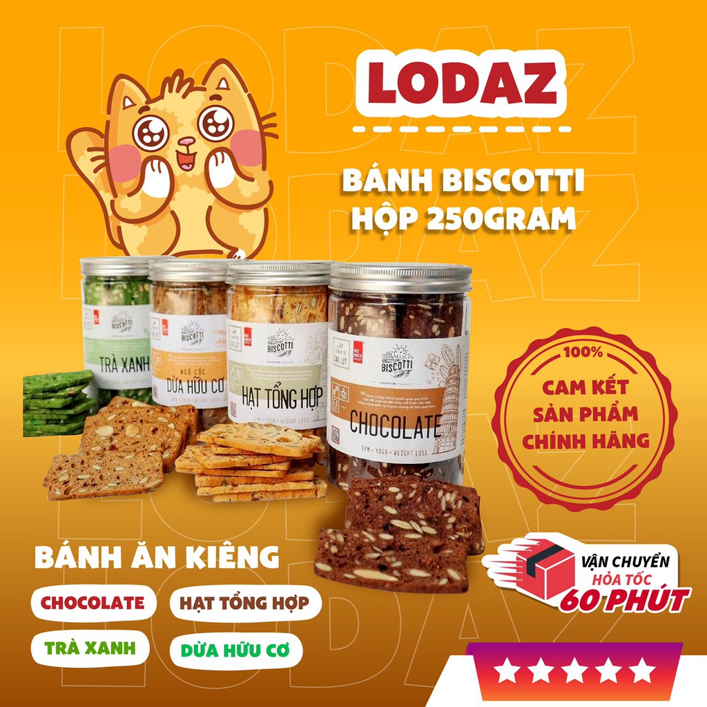 Bánh mì gạch đỏ Biscotti hộp 250gr, bánh dinh dưỡng cho người ăn kiêng, giảm cân và người bị tiểu đường