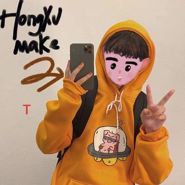 Áo hoodie lợn đĩa bay DTR1019
