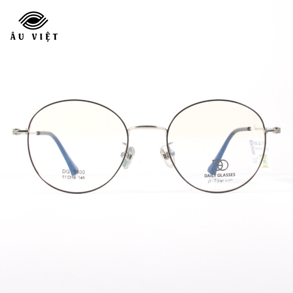 Gọng kính nam nữ kim loại titanium dáng tròn Daily Glasses DGA-9800 màu vàng/bạc Full box