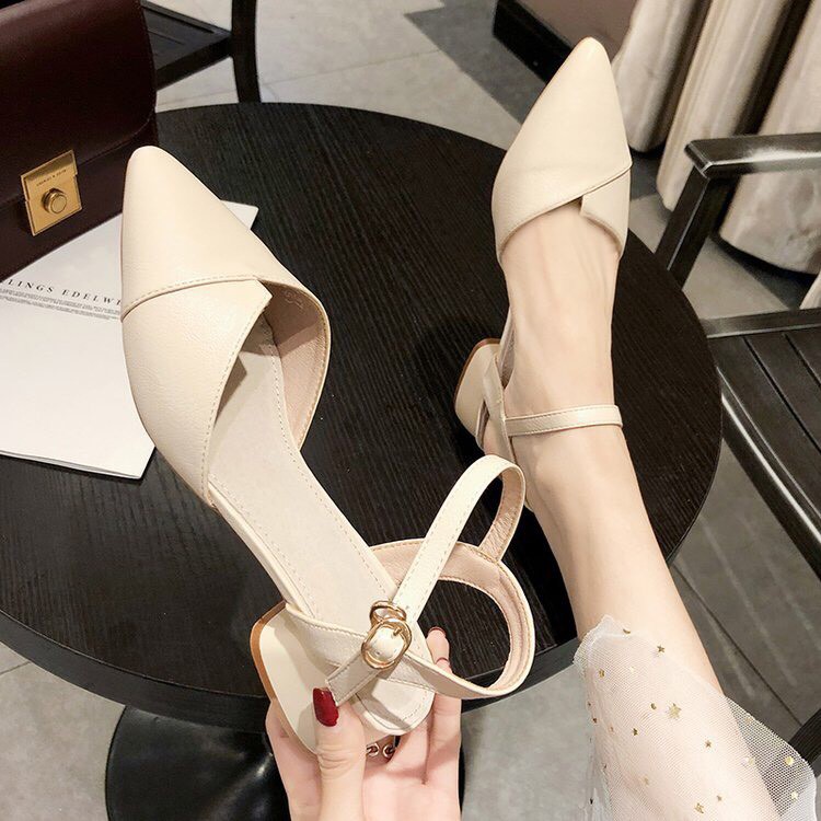 Sandal cao gót, sandal mũi nhọn gót vuông 5p siêu đẹp