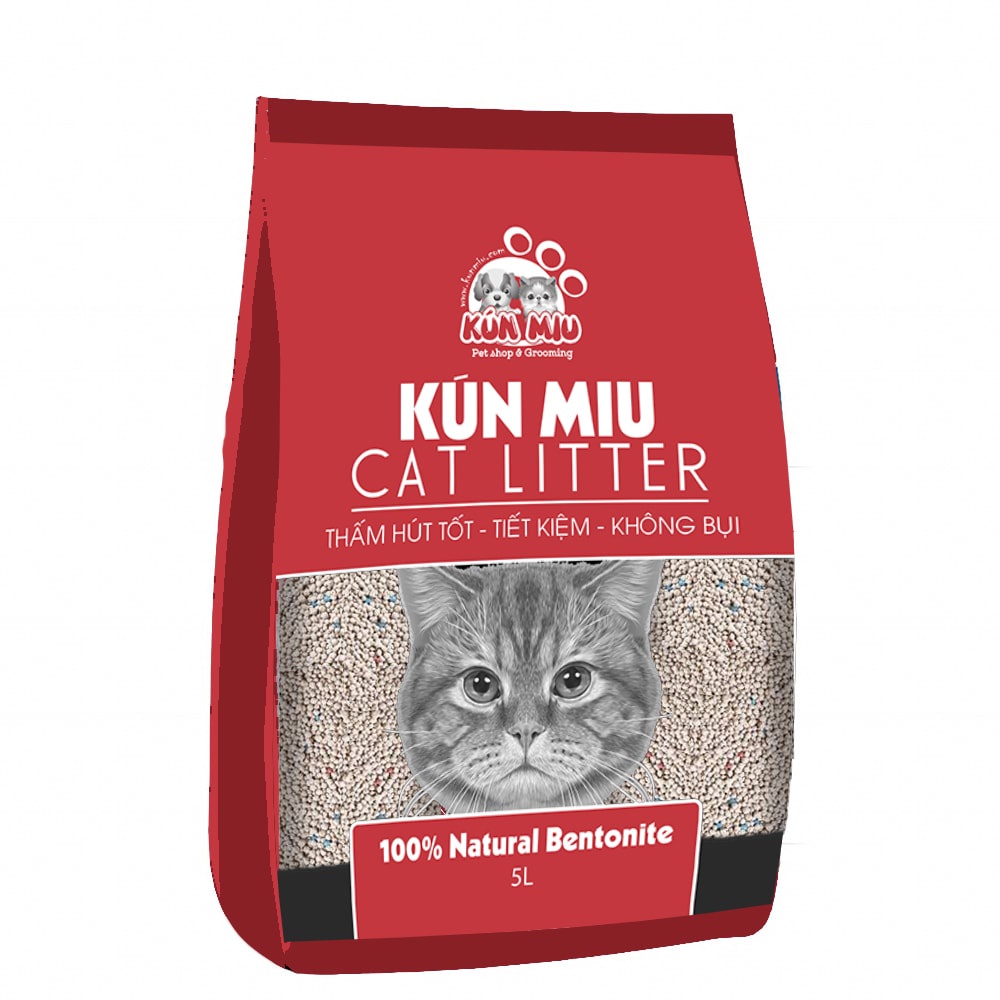 combo cát Kunmiu 5l hoa hồng và thức ăn reflex kitten 1kg