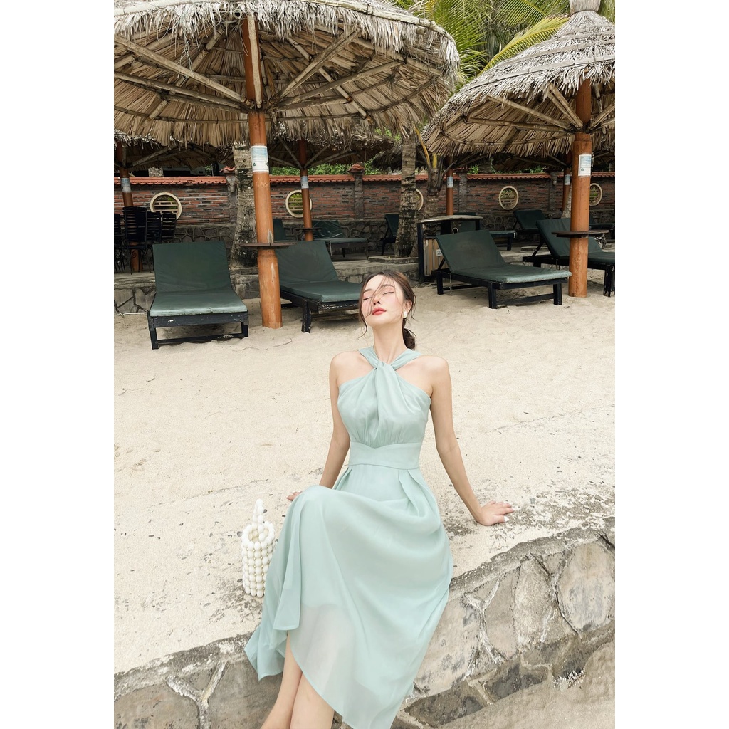 Váy cổ yếm xoắn TIINSTORE V0D537