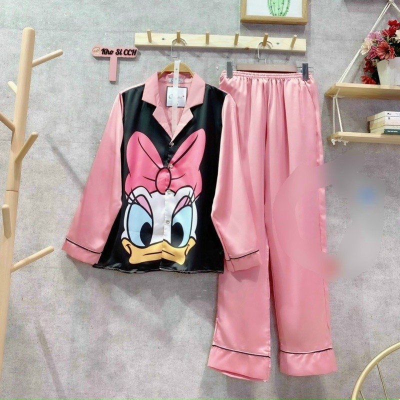 Đồ Ngủ💖Đồ Bộ Pijama Lụa Tay Dài Thiết Kế Họa Tiết In 3D Dễ Thương | BigBuy360 - bigbuy360.vn
