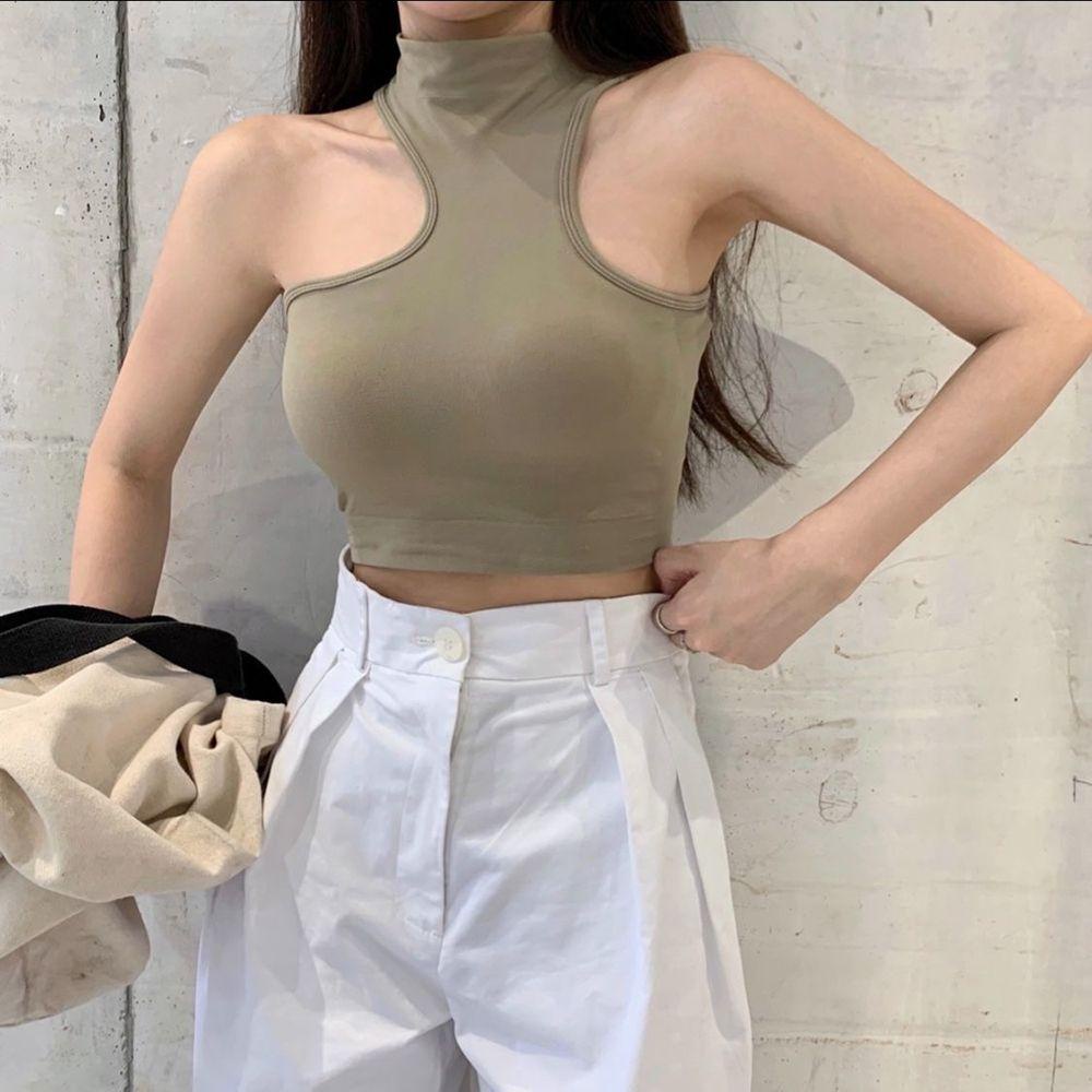 Áo Croptop Sát Nách Có Mút Đệm Ngực Không Gọng Thép Thời Trang Hàn Quốc Cho Bạn Gái