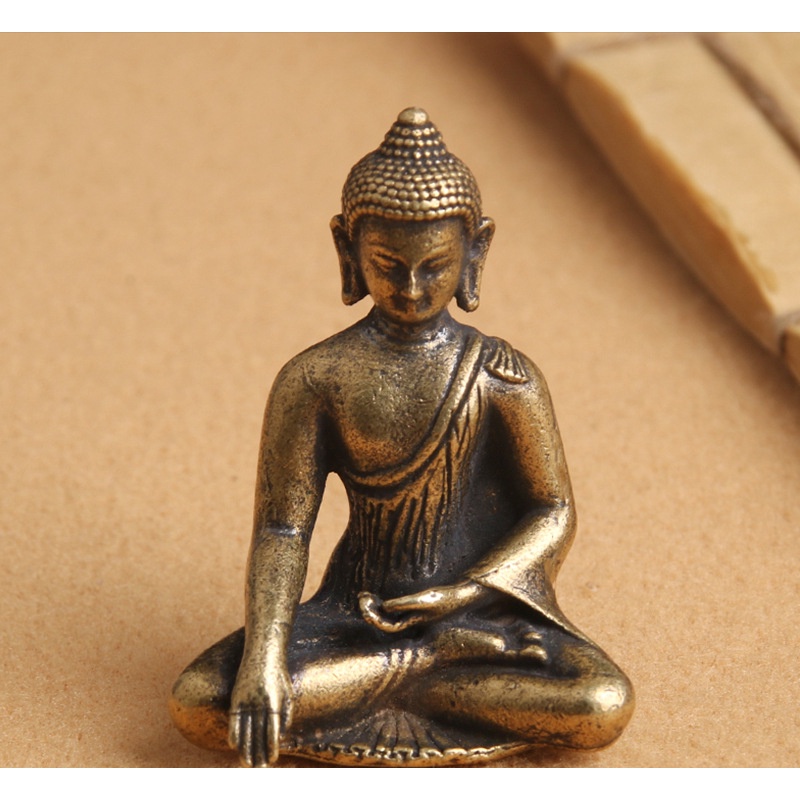 Móc khóa đồng thau hình phật ngồi may mắn phong thủy đẹp phong cách sưu tầm.