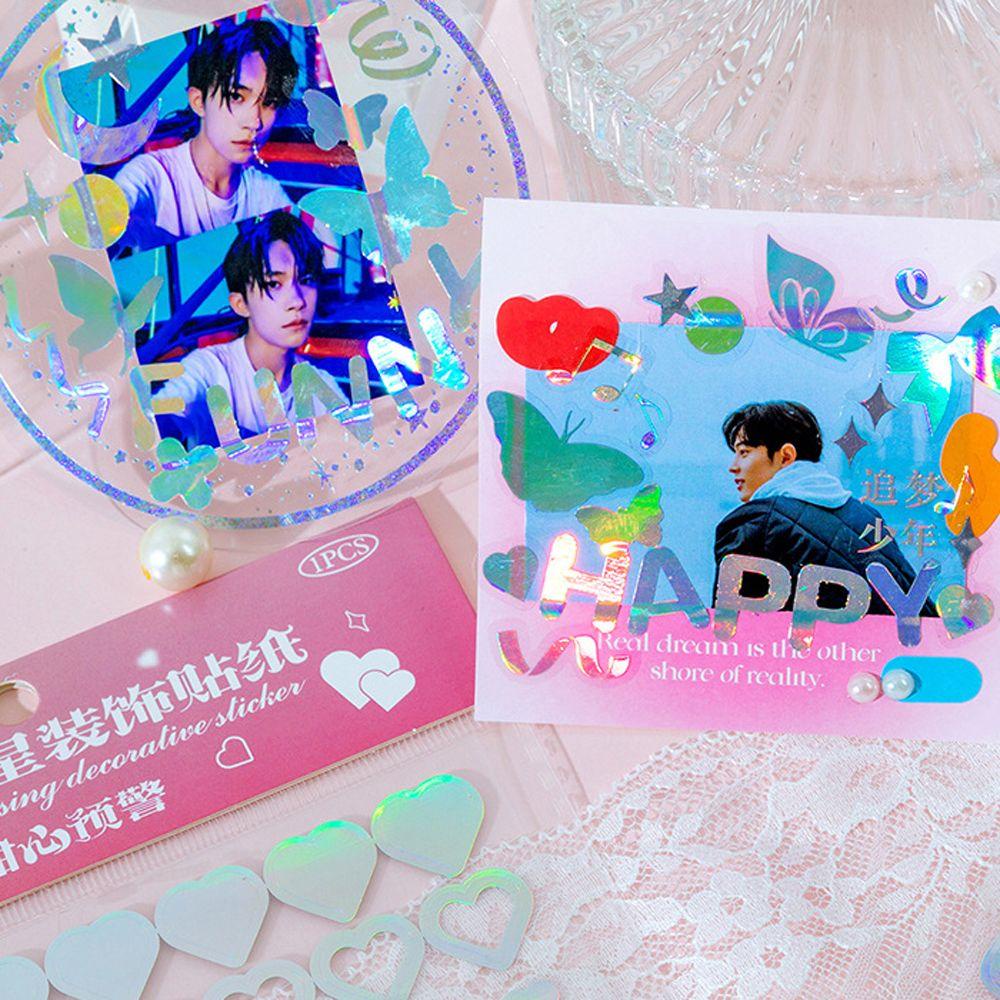 Miếng Dán Laser Hình Chữ Cái / Bướm Lấp Lánh Trang Trí Sổ Tay DIY