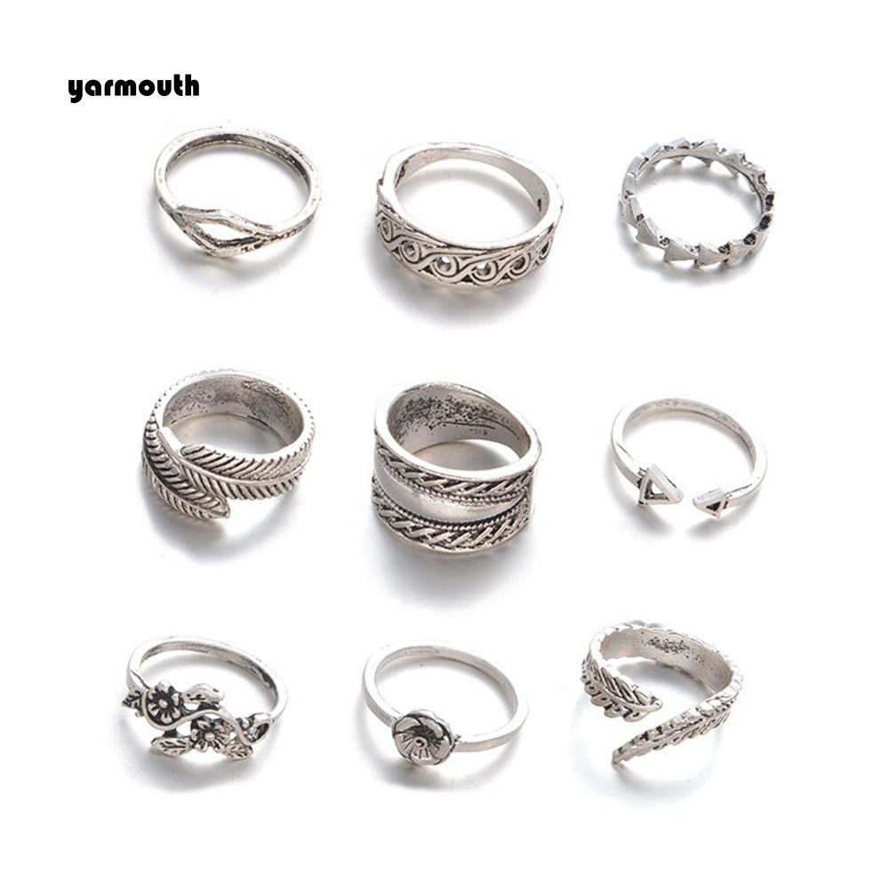 Set 9 Nhẫn Đeo Khớp Ngón Tay Vintage Cho Nữ