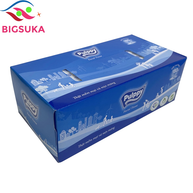 Khăn giấy ăn vuông Pulppy 180 tờ, Khăn hộp cao cấp BIGSUKA