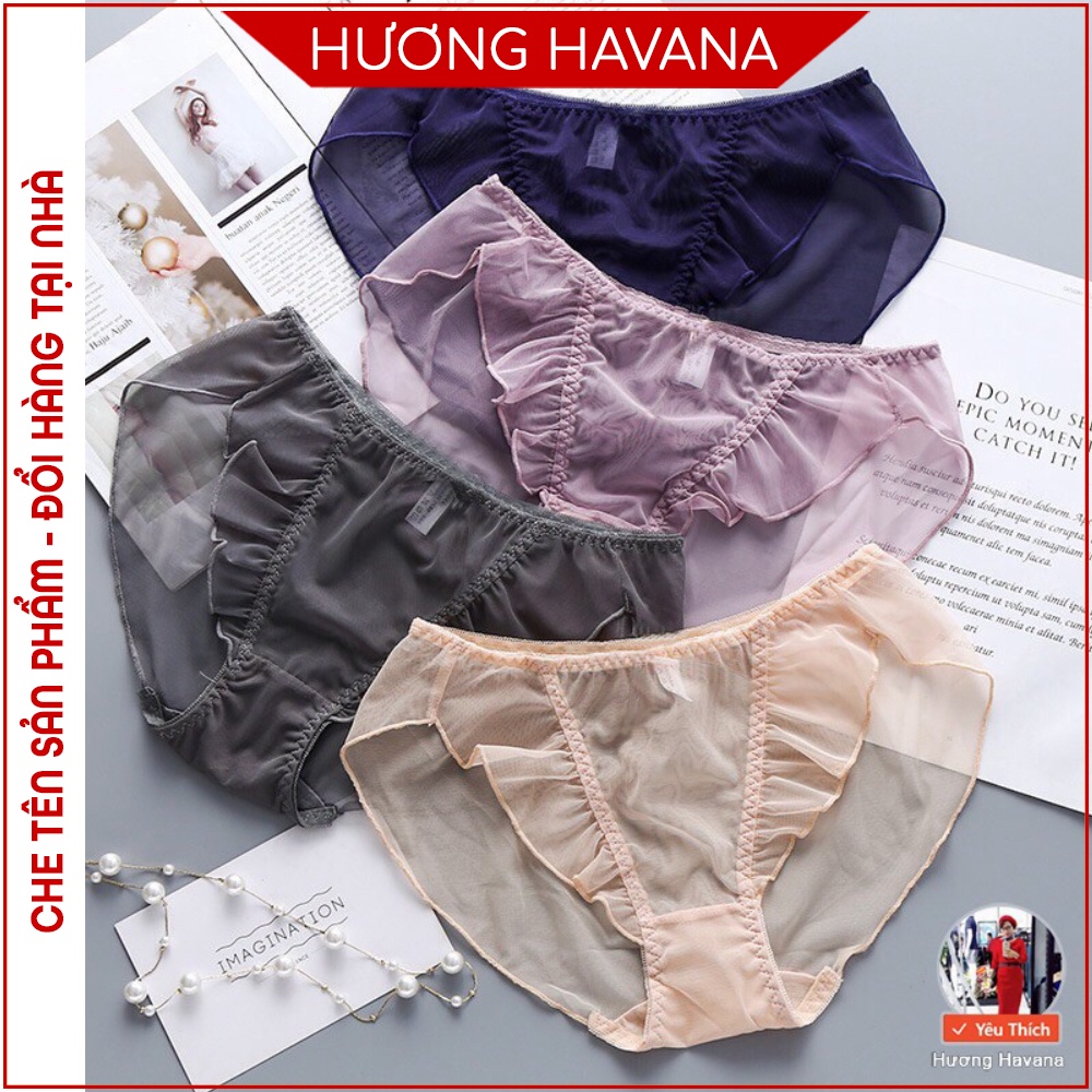 Quần lót nữ ren lưới nhún bèo - freesize - quần chip nữ sexy cao cấp FLQ76