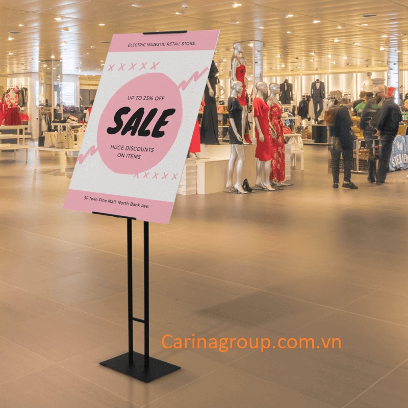 Standee treo tấm poster 1 mặt nghiêng, giá để tranh chữ H
