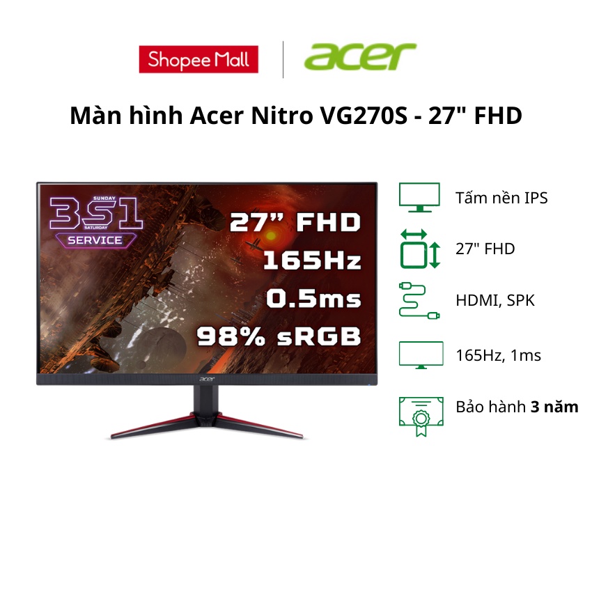 Màn hình máy tính Acer Nitro VG270 S - 27 inch FHD