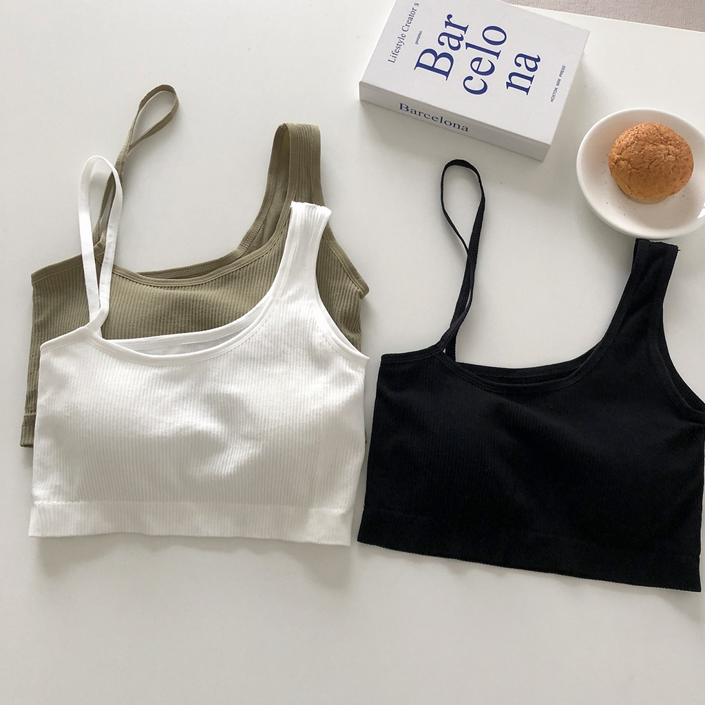 Xiaozhainv Áo Croptop Không Tay Màu Sắc Đơn Giản Quyến Rũ Cho Nữ