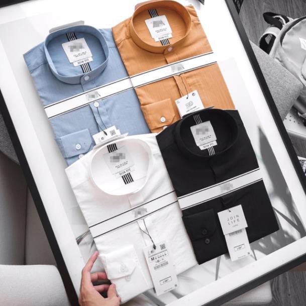 Sơ Mi Nam Cổ Trụ Vải Mềm Mịn Thoáng Mát 100% Cotton Lụa Cao Cấp Form Dáng Ôm Công Sở- LOUIS SHOP