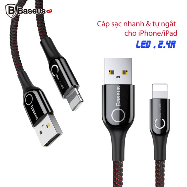 Cáp Sạc Baseus Tự ngắt Chính Hãng iPhone