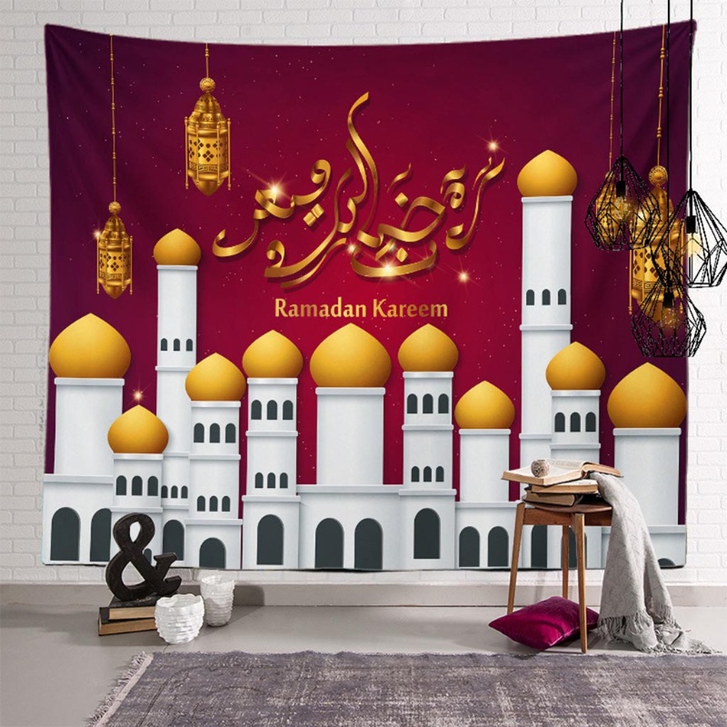 Thảm Treo Tường 100x75cm In Họa Tiết Eid Mubarak Ramadan Kareem Lâu Đài Đạo Hồi