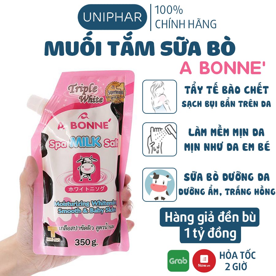 Muối tắm sữa bò A Bonne Spa Milk Salt Thái Lan - Muối tắm tẩy tế bào chết, trắng da - Hàng nhập khẩu loại có vòi