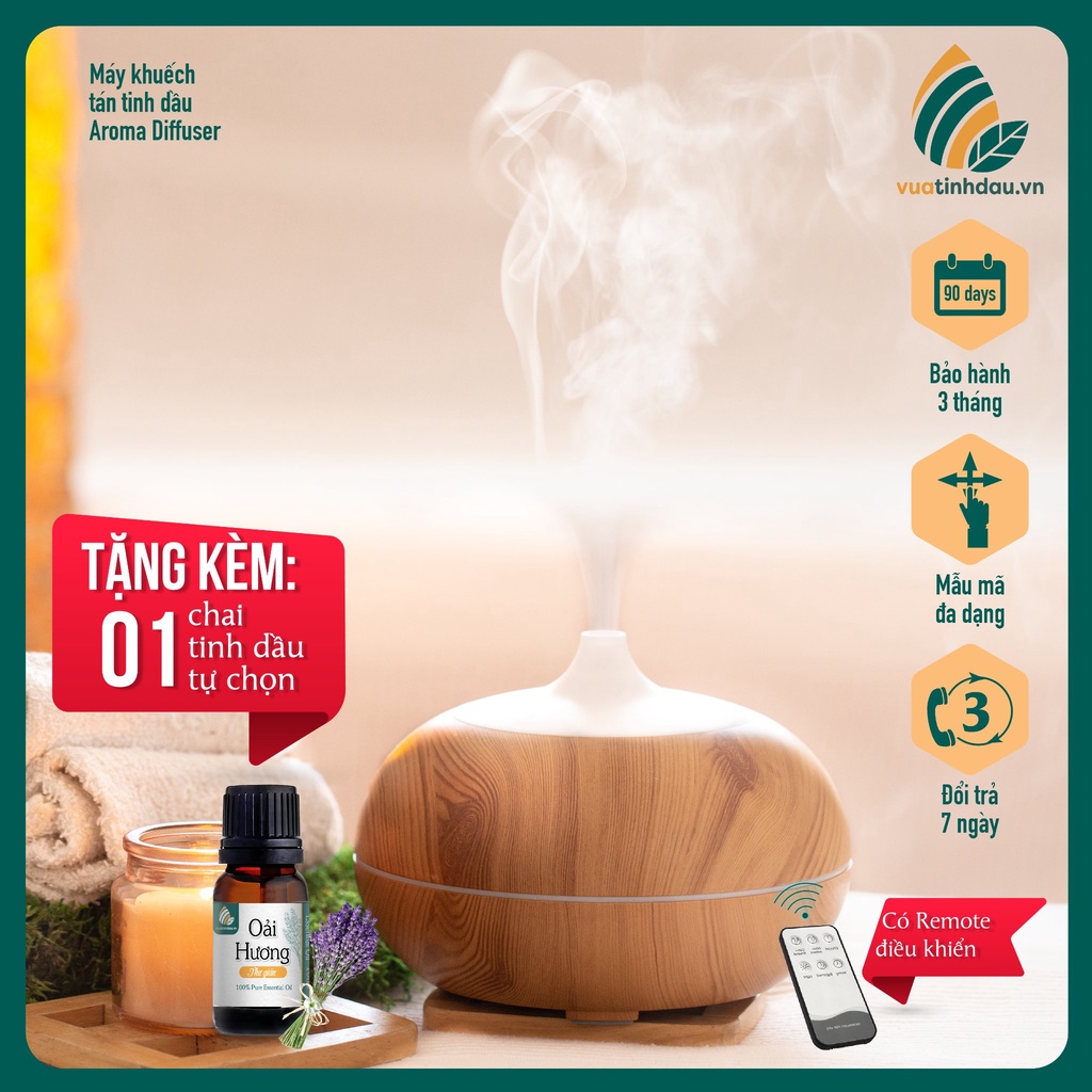 Máy khuếch tán tinh dầu thơm phòng Aroma Diffuser 550ml [NHIỀU MẪU] máy tinh dầu xông phòng khuếch tán bay cao thơm lâu