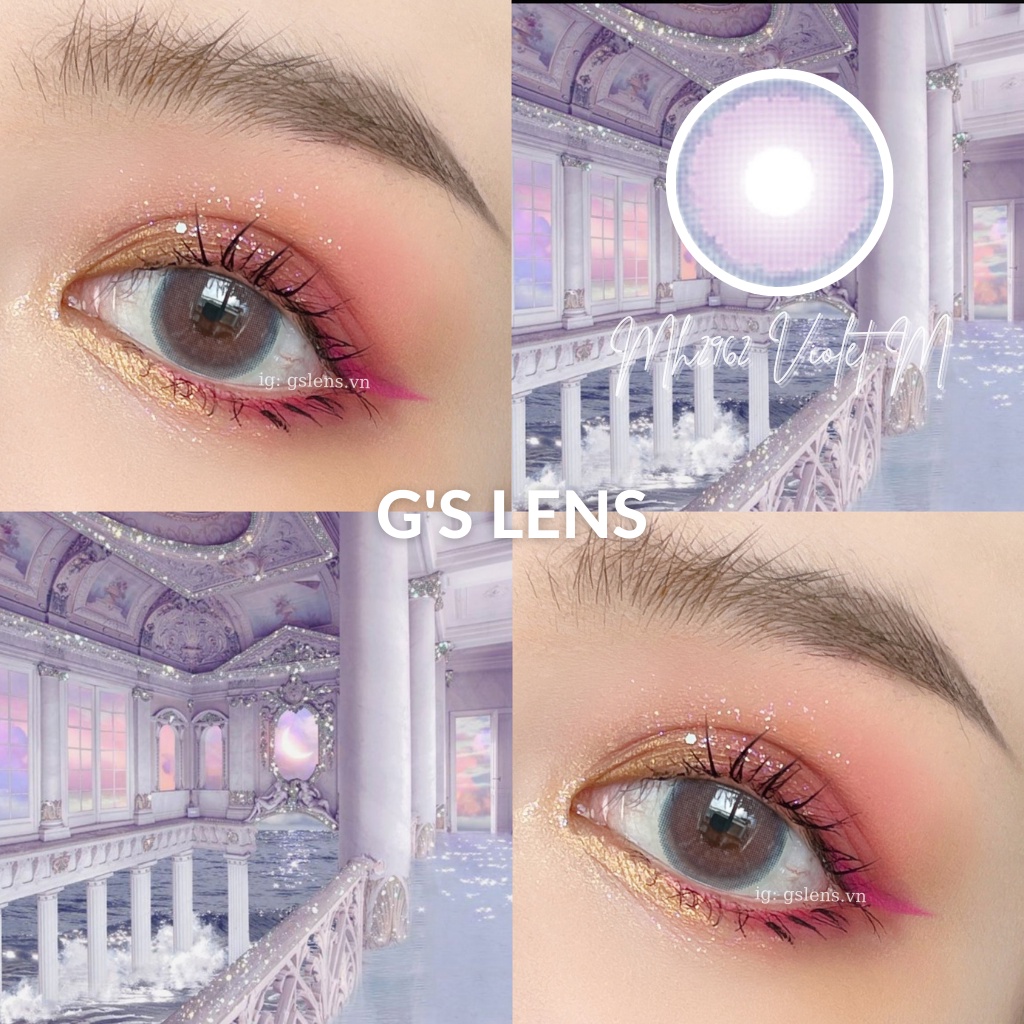 Lens Mắt Kính Áp Tròng Tím Tây Xinh Giãn Tròng Size M 14.5mm Có 0 Đến 6 Độ Cận Mh2962 Violet