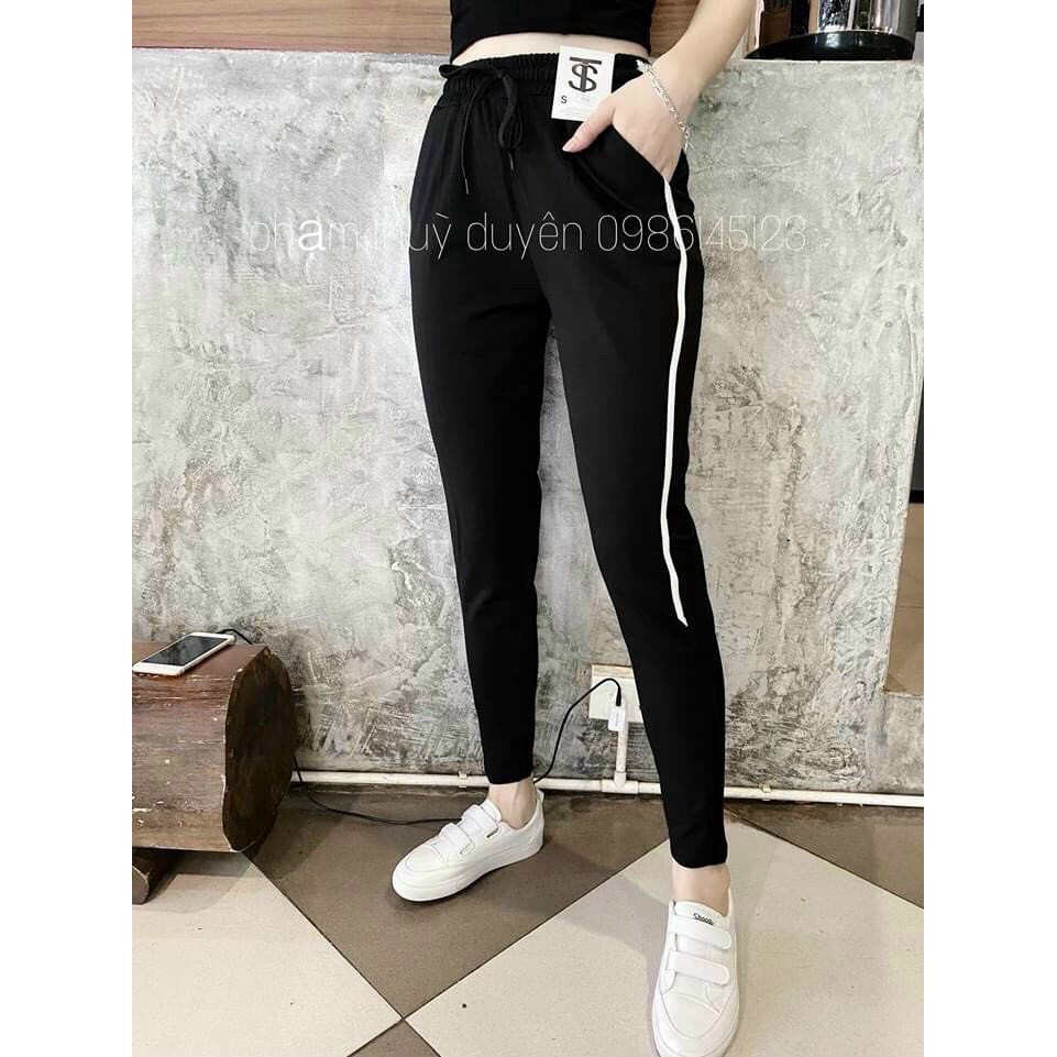 Quần Jogger Nữ Phối Sọc 2 Bên Chất Umi Hàn Đẹp Co Giãn 4 Chiều Không Cắn Chỉ | BigBuy360 - bigbuy360.vn
