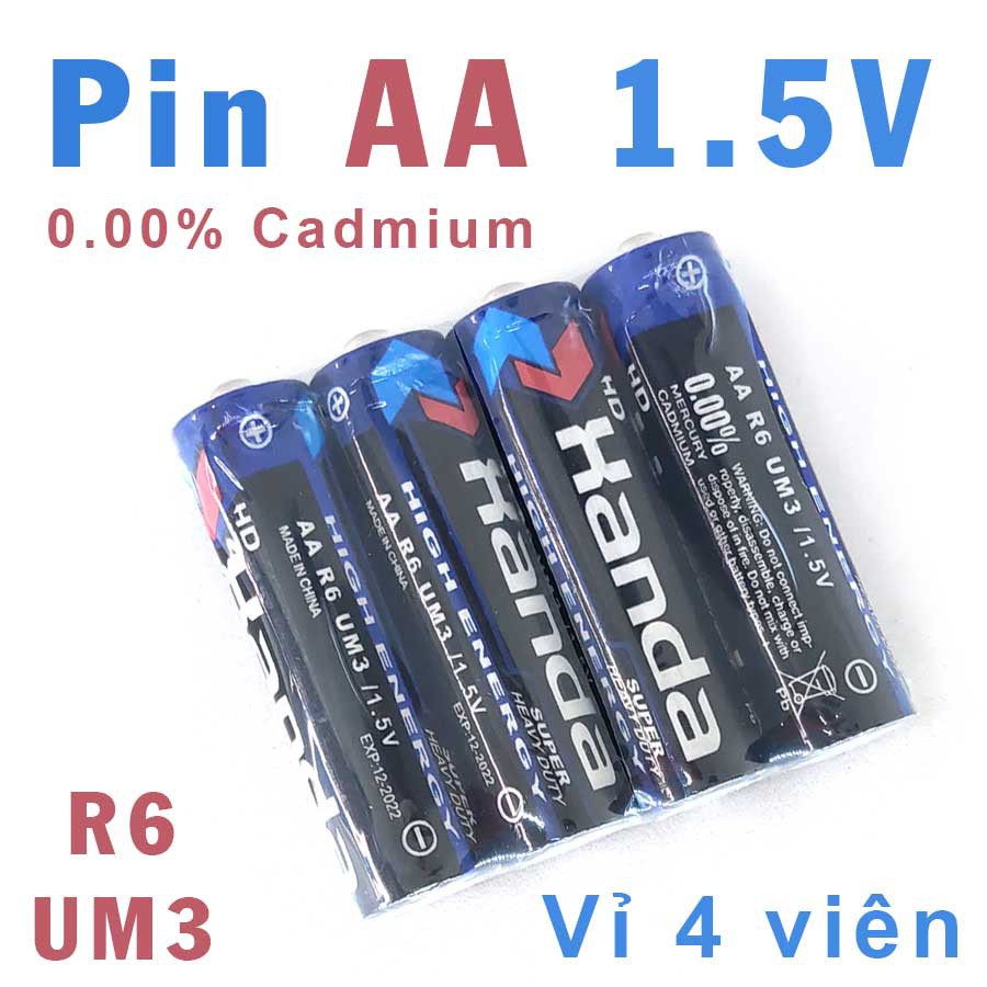 Pin AA vỉ 4 viên 1.5V thay thế pin cho đồng hồ treo tường, đồ chơi, thiết bị điện tử phổ biến R6 UM-3