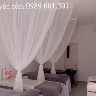 Rèm voan Spa trắng trơn, đã có sóng rèm