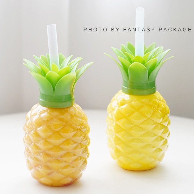 Bình nước hình quả dứa cho bé kèm ống hút dung tích 500ml chất liệu nhựa cao cấp an toàn MiibooShi D2.081