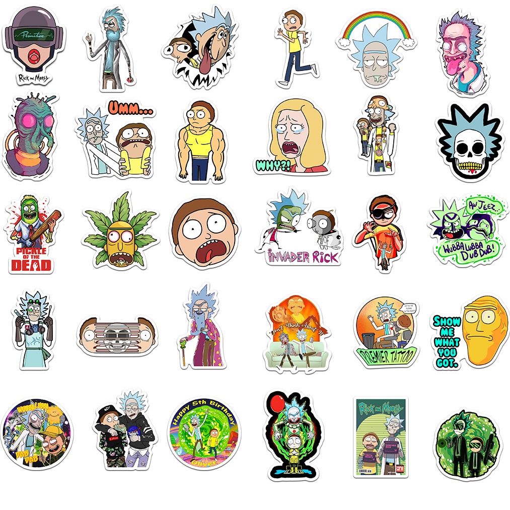 Bộ 10/50 Sticker Hoạt Hình Rick &amp; Morty Dán Trang Trí
