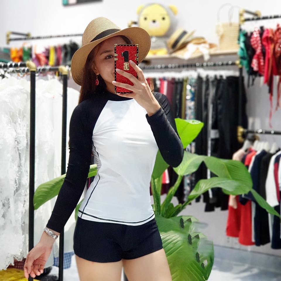 Đồ Bơi Nữ Bikini 2 Mảnh Kín Đáo Tay dài quần đùi freesize dưới 55kg Đi Biển Tặng Kèm Mút Lót Ngực Cực xinh QP003