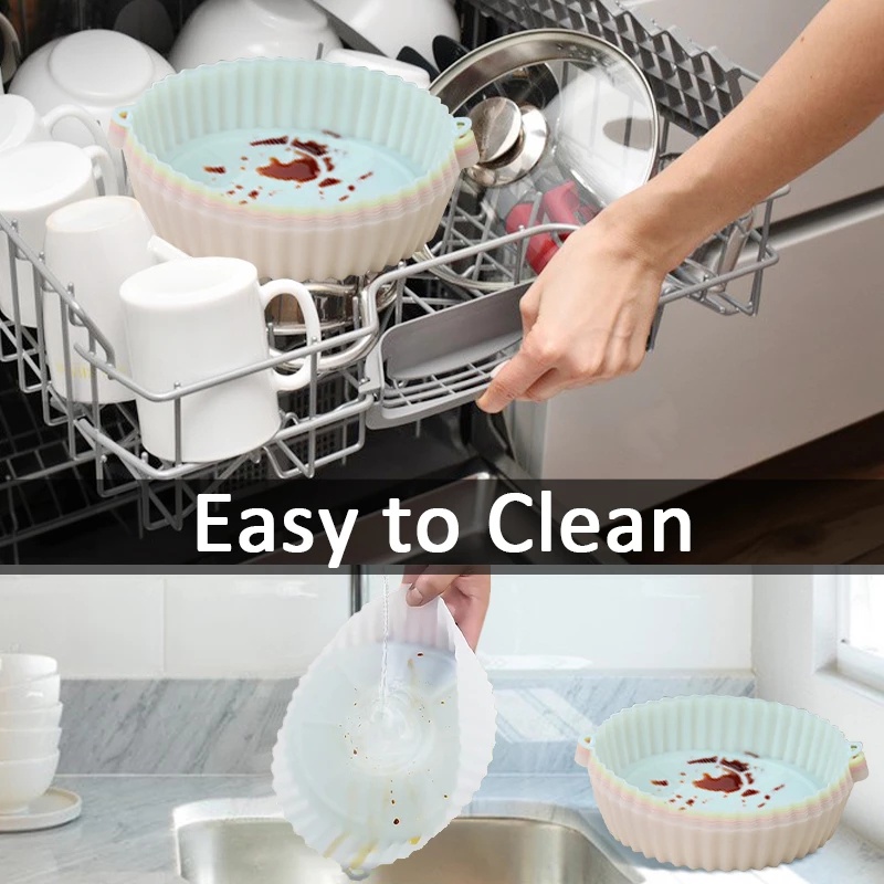 Tấm Lót Nồi Hấp/ Nồi Chiên Không Dính Hình Tròn Bằng Silicone Chống Dính Có Thể Tái Sử Dụng Tiện Lợi
