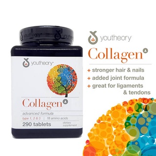 Viên uống Collagen đẹp da, ngăn ngừa lão hóa Youtheory Biotin( Hộp 290 viên)