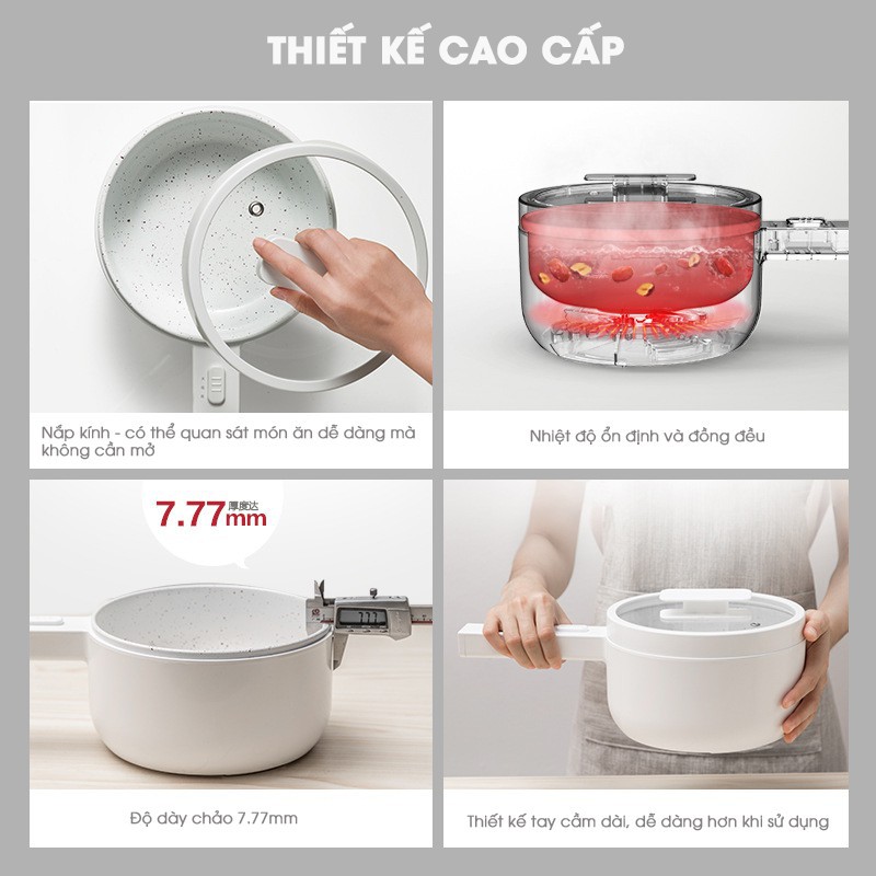 Nồi điện mini đa năng, Nồi lẩu điện mini, Chảo điện có thể dùng nấu mì, nấu cháo, chiên, rán, ...