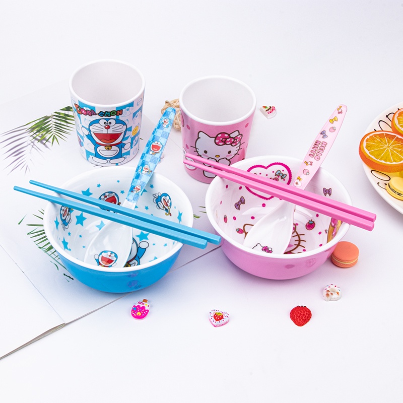Chén tròn dày 2 lớp Hello Kitty - Doremon Doraemon