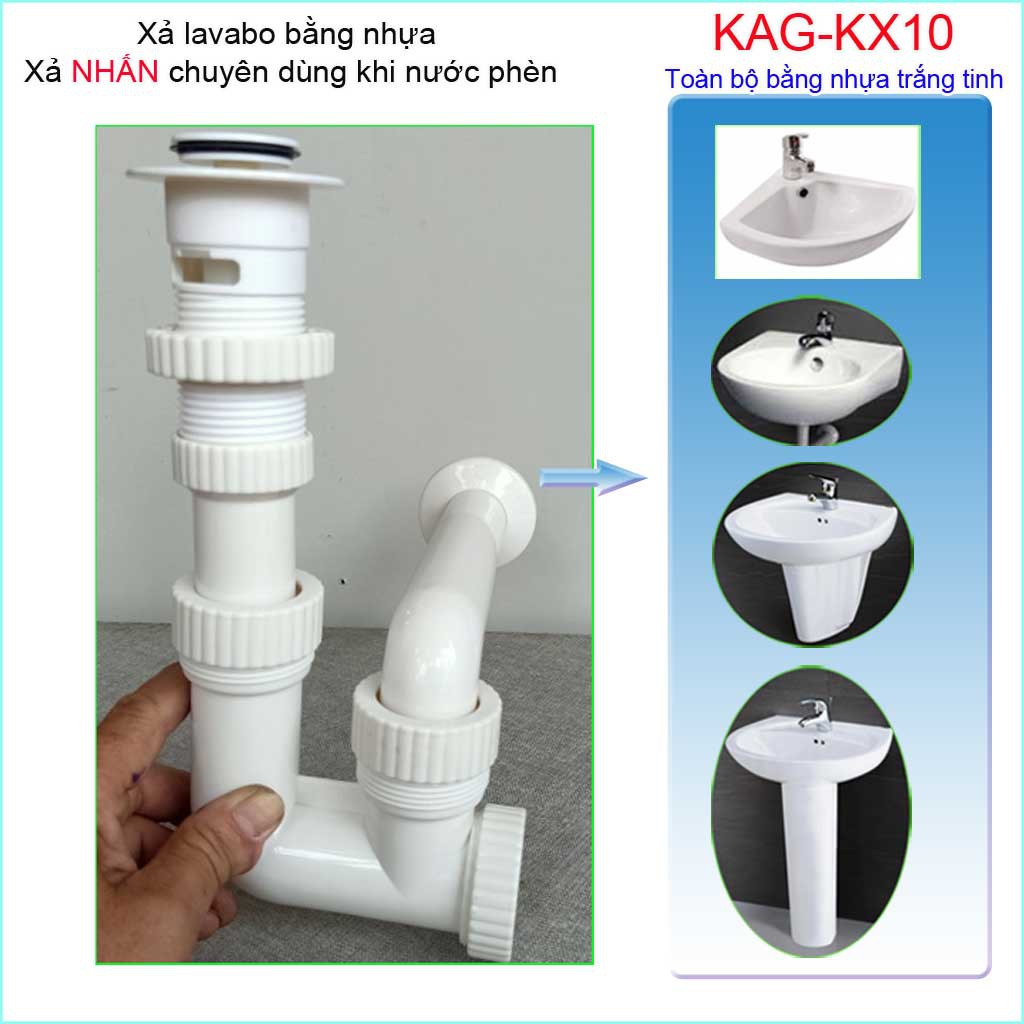 Xả chậu lavabo nhựa nút nhấn KAG-KX10, bộ xả lavabo cho nước nhiễm phèn chất liệu nhựa 100% tiện dụng siêu bền