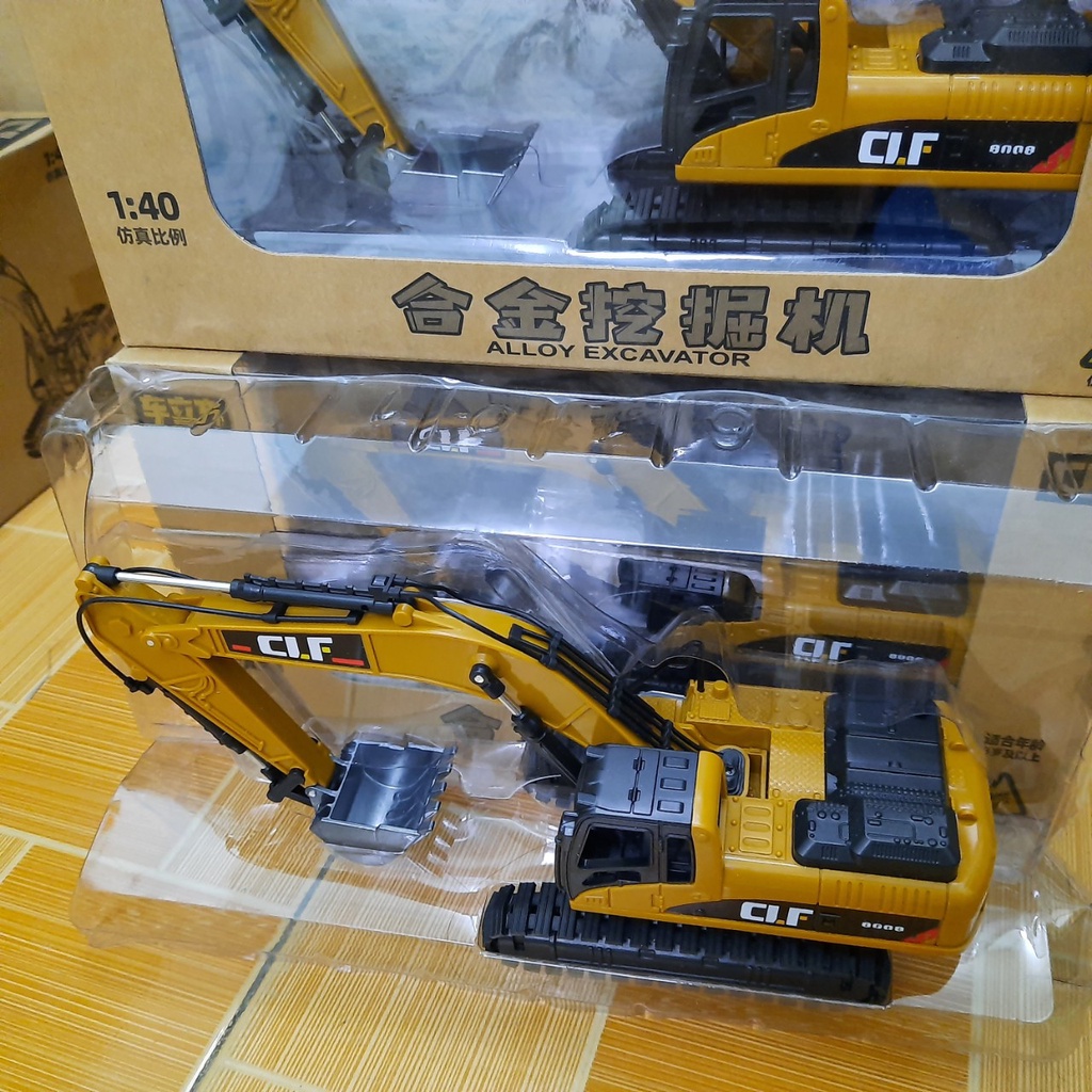 Mô hình xe cẩu xúc mini bằng hợp kim nhựa có đèn xe đồ chơi trẻ em