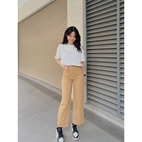Quần kaki dài ống suông rộng, quần cullotes hai túi Sib Pants - Sibling House