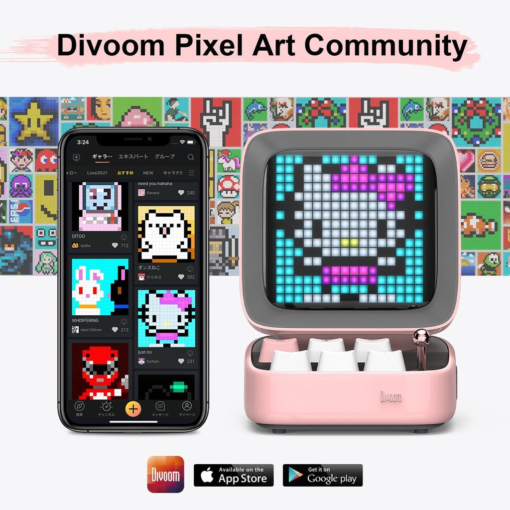 Divoom Ditoo Plus Retro Pixel Art Game Loa Bluetooth với màn hình phía trước điều khiển ứng dụng LED 16X16