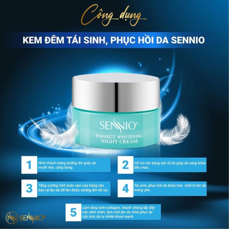 Kem Dưỡng Da Bộ 4 Sản Phẩm Sennio Tái Sinh Phục Hồi Da Căng Bóng SNO353