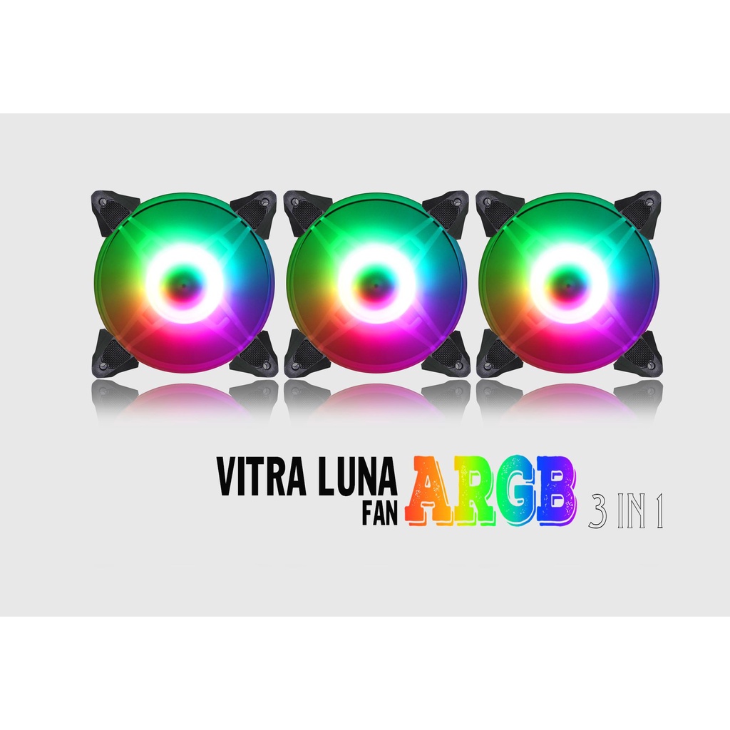 Quạt làm mát Vitra Luna A-RGB Aura Sync Bộ 3 Fan kèm điều khiển đồng bộ Mainboard