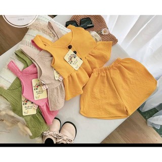Bộ quần áo bé gái bộ hai dây trẻ em cao cấp bộ hai dây hàn quốc Rich Kids chất đũi mát siêu xinh và cute cho bé 8-18kg